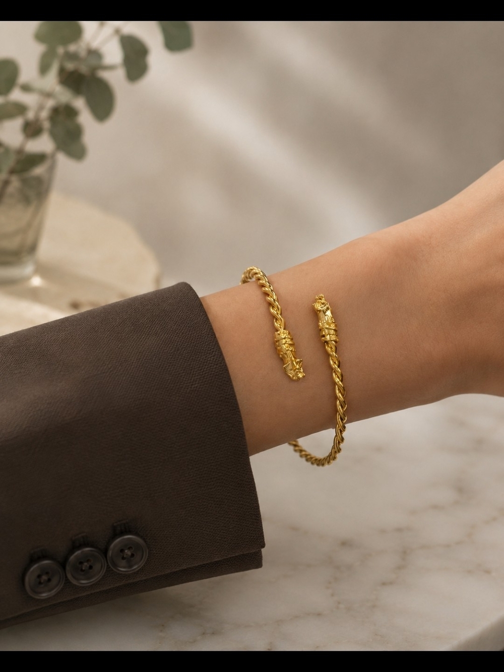 MEL New York Handmade 24K Gold Plated Hammered Gold Cuff Bracelet | Adjustable